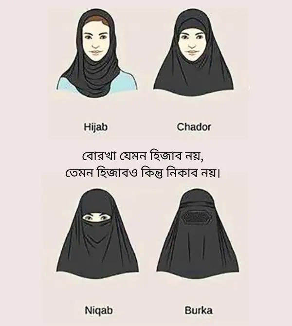 বোরখা-হিজাব-নিকাবের (Burka, Hijab, Niqab) পার্থক্য কী?